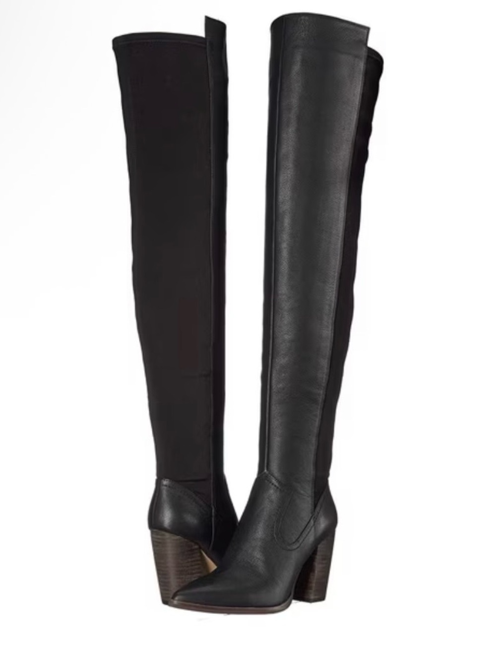 Vince Camuto Two-Tone Black Over-the-Knee Block Heel Boots